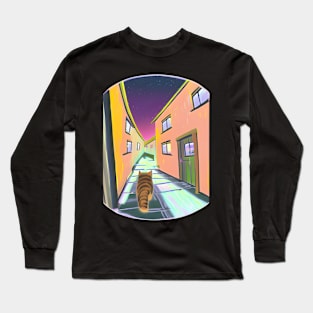 Cat Walking Down An Alley Long Sleeve T-Shirt